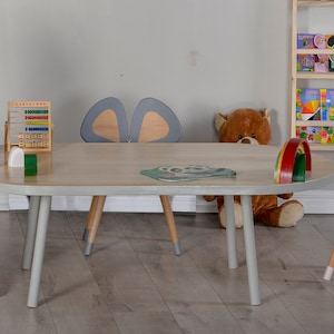 Mesa Montessori, Mesa de juegos para niños pequeños, Mesa de aprendizaje grande, Decoración del aula Boho imagen 2