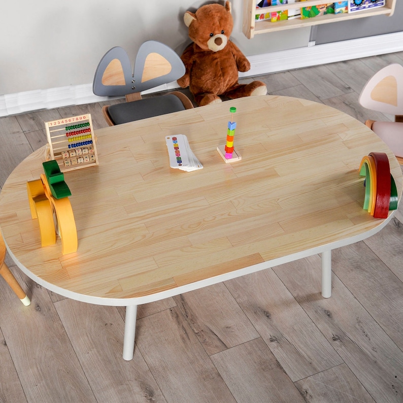 Montessori Tisch, Kleinkind Spieltisch, großer Lerntisch, Boho Klassenzimmer Dekor Bild 1