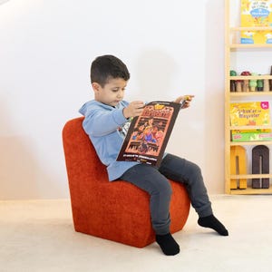 Navy Blue Velvet Kids Reading Chair: Cozy Nursery Armchair