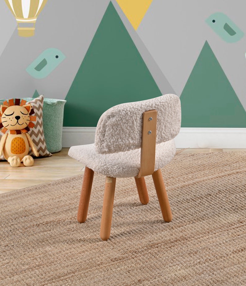 Cozy kids Sherpa chair, perfect for snuggles and relaxation. Plush, soft, and inviting, a comfy addition to any child's room or play area.