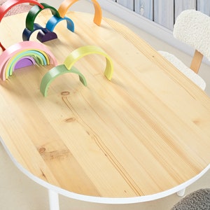 Montessori Tisch, Kleinkind Spieltisch, großer Lerntisch, Boho Klassenzimmer Dekor Bild 7
