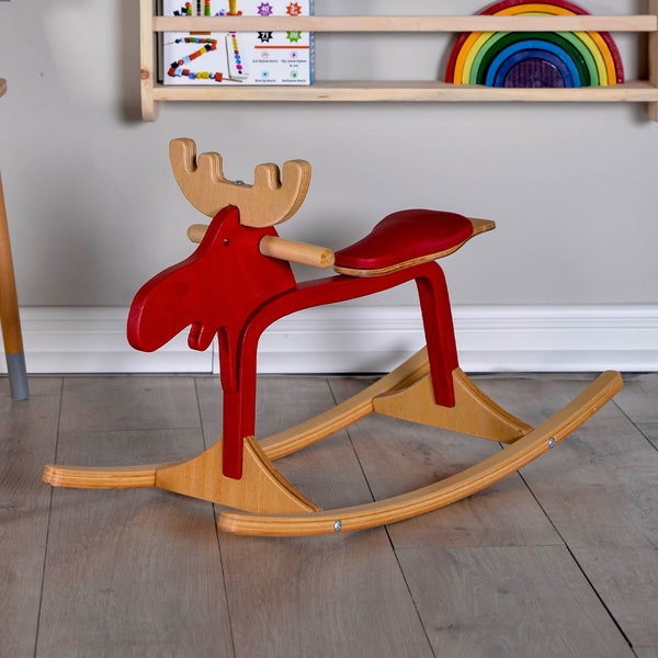 Hölzernes Schaukelspielzeug, erstes Geburtstagsgeschenk, Deer Rocker, bestes Weihnachtsgeschenk für Kinder