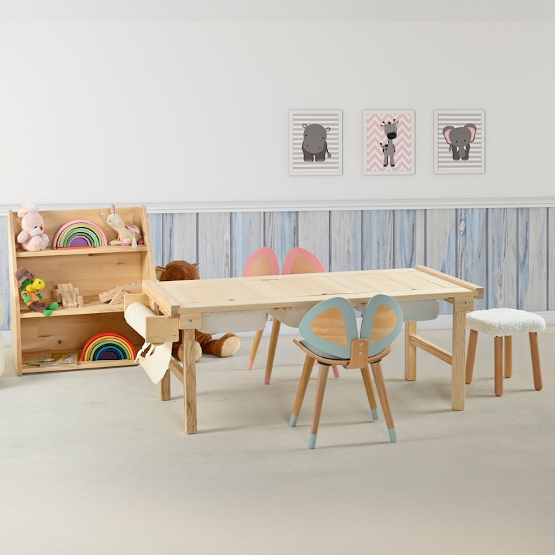 Spacious Wooden Large Activity Table Listing - A versatile and durable wooden table designed for creative and educational activities, perfect for kids and playrooms