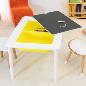 Kids Sensory Table with Chalkboard Top: Montessori Activity Table