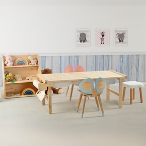 Spacious Wooden Large Activity Table Listing - A versatile and durable wooden table designed for creative and educational activities, perfect for kids and playrooms