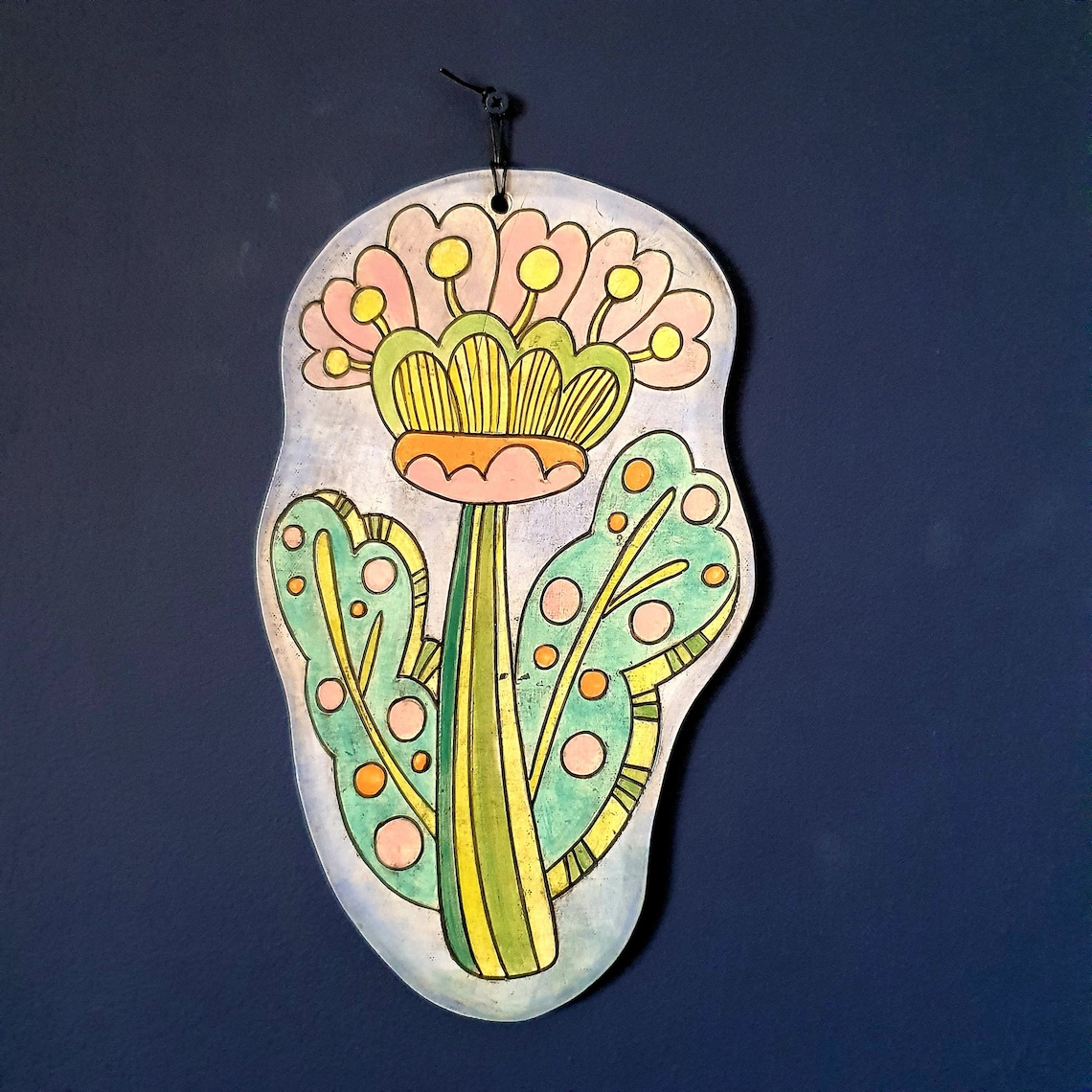 Ceramic Flower Wall Art un diseño de flor de cerámica Etsy