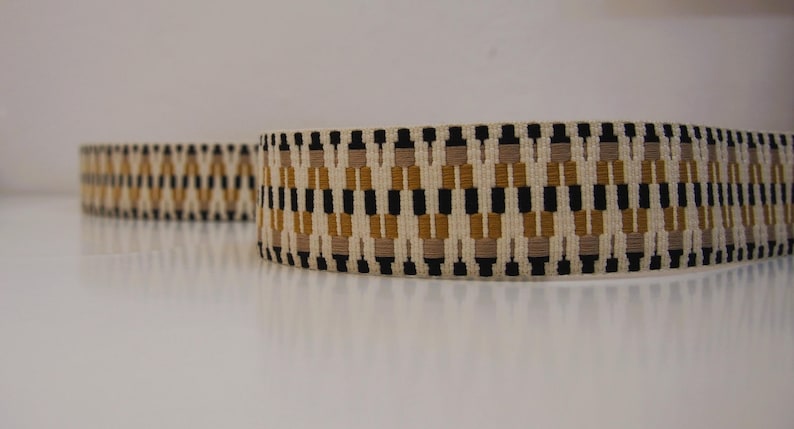 40 mm webbing - Aztec Multicolor - for bags, backpacks, trouser belts, mobile phone straps - sturdy webbing - sold by the meter - cotton - price per meter B/Beige/Senf - 45mm