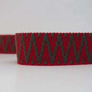 40 mm webbing - Aztec Multicolor - for bags, backpacks, trouser belts, mobile phone straps - sturdy webbing - sold by the meter - cotton - price per meter Khaki/Red