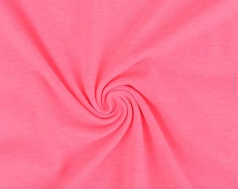 Jersey fluo - tissu jersey - brillant - T-shirt - col roulé - pull - coton - pyjama - poignets assortis - rose et bien plus encore. - Prix/mètre