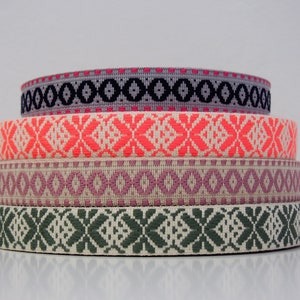 Webbing - 2.5 cm - 25 mm - various colors - recycled polyester - various colors - narrow/thin webbing - price/meter