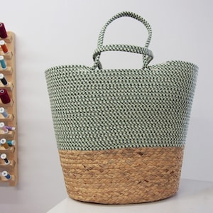 Korb - Korbtasche - Strandtasche - Shoppingtasche - Sommertasche - Einkaufstasche - Ibiza - Strohtasche - Baumwolle - Geflochtene Tasche