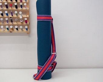 Yogamatten-Tragegurt -Gurt/Band für Yoga-/Sportmatte - handgewebt - 100% Baumwolle - Länge verstellbar - für jede Matte geeignet - Schlingen