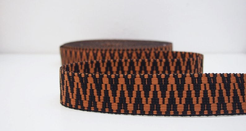 40 mm webbing - Aztec Multicolor - for bags, backpacks, trouser belts, mobile phone straps - sturdy webbing - sold by the meter - cotton - price per meter Black/Mustard