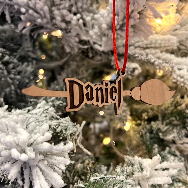 Personalized Wizard Broomstick Ornament