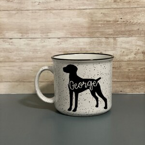 Vizsla Silhouette Name Mug 13 oz. | Campfire Mug | White Mug | Pet Mug | Vizsla Mom | Personalize