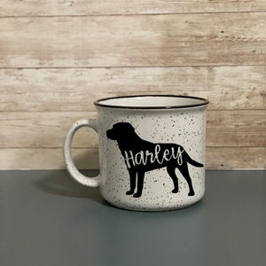 Labrador Retriever Silhouette Name Mug 13 oz. | Campfire Mug | White Mug | Pet Mug | Labrador Retriever Mug | Personalize