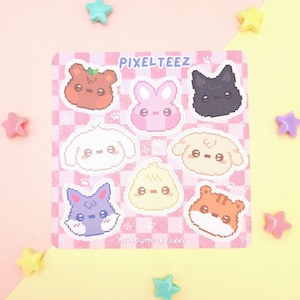Ateez Pixelteez Sticker Sheet | Ateez Characters | Kpop Planner Stickers | Atz Merch | Bullet Journal Decorating | Cute Pastel Deco Stickers