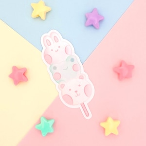Süßer Dango Aufkleber | Asiatisches Dessert Aufkleber | Japan koreanisches Essen Aufkleber | Kawaii Snack Frosch Häschen Bär | Pastell Bujo Planer Zubehör