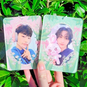 Kpop Acryl PC Halter / Doppelseitiger Fotokartenhalter / Schlüsselanhänger / In voller Blüte / Pastell Blume / Niedlicher Kokette Fotorahmen