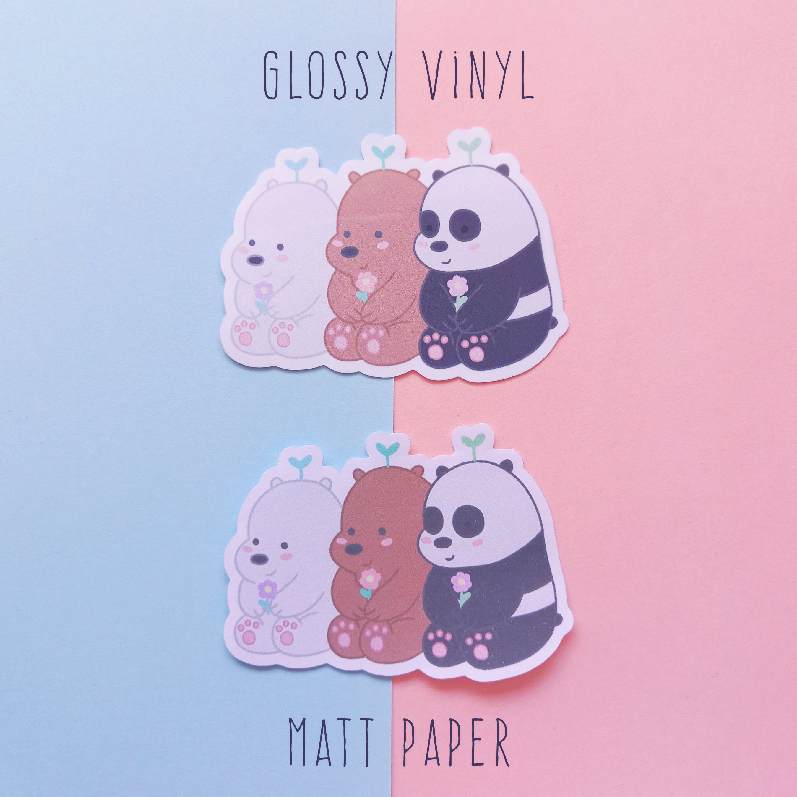 We Bare Bears Plant Buddies Sticker Cute Pastel Bare Bears | Etsy
