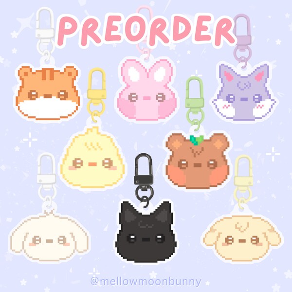 PREORDER Ateez Pixelteez Keychain | Ateez Characters | Atiny Lightiny | Kpop Concert Accessory | Acrylic Epoxy Charm | Slingbag | Gift Atz