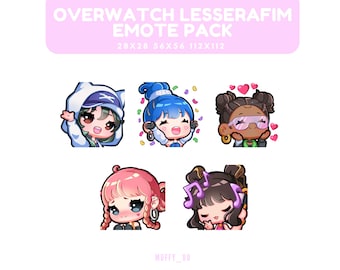 Overwatch Pack Kpop Dva Juno Illari Ashe Mercy Chibi Emotes | For Twitch, Discord, Youtube