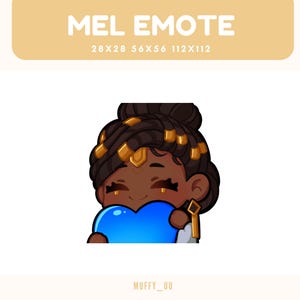 May include: A cartoon illustration of a woman with brown skin and dark hair wearing gold jewelry. She is holding a blue heart in front of her face and smiling.