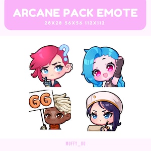 Pacchetto Emote Arcane Vi / Cait / Jinx / Ekko / Emote League of Legends | Per Twitch, Discord, Youtube