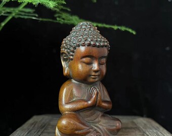 木彫りの仏像、小さな僧侶の像、禅の祭壇の装飾 - Etsy 日本