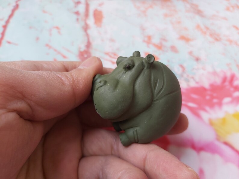 65 Gram Green Clay Pottery Earthenware Fabulous Hippo Lovely Etsy