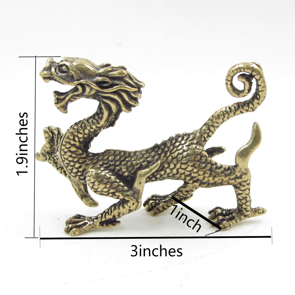 Solid Fine Brass Vintage Dragon Figurine Folk LONG 龙 12 Etsy