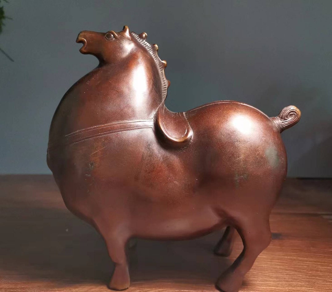 Vintage Copper Horse Statue Lucky Desktop Ornaments Pure Brass