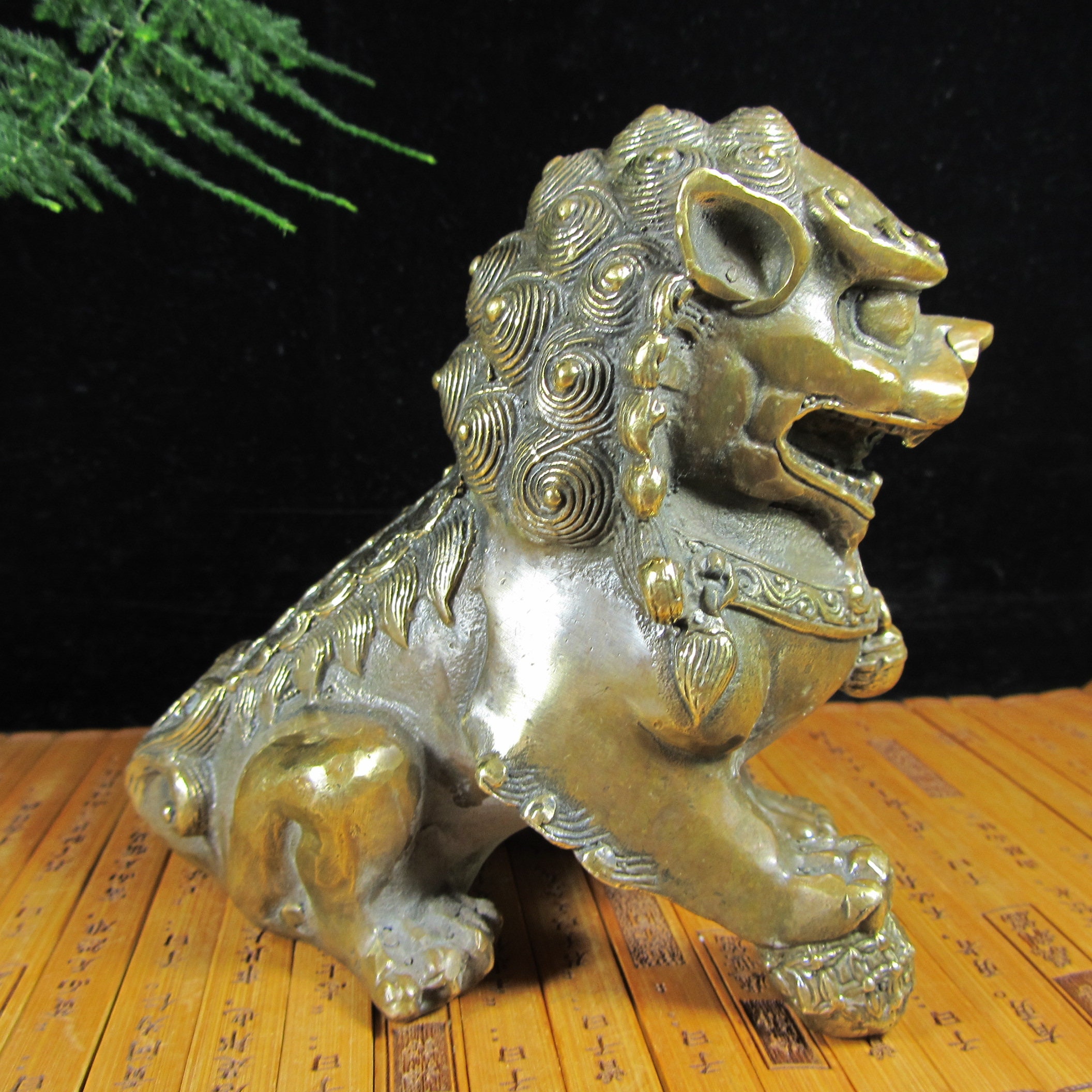 Pair Wealth Bronze Foo Dog Statue Feng Shui Decor Lions ,copper