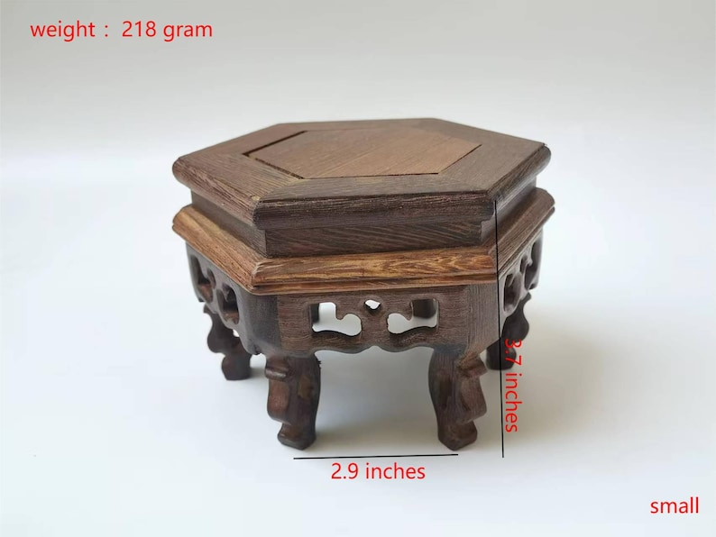 Vasställ i rosenträ, hexagonträdisplay, Feng Shui-dekor, (set om 2) small