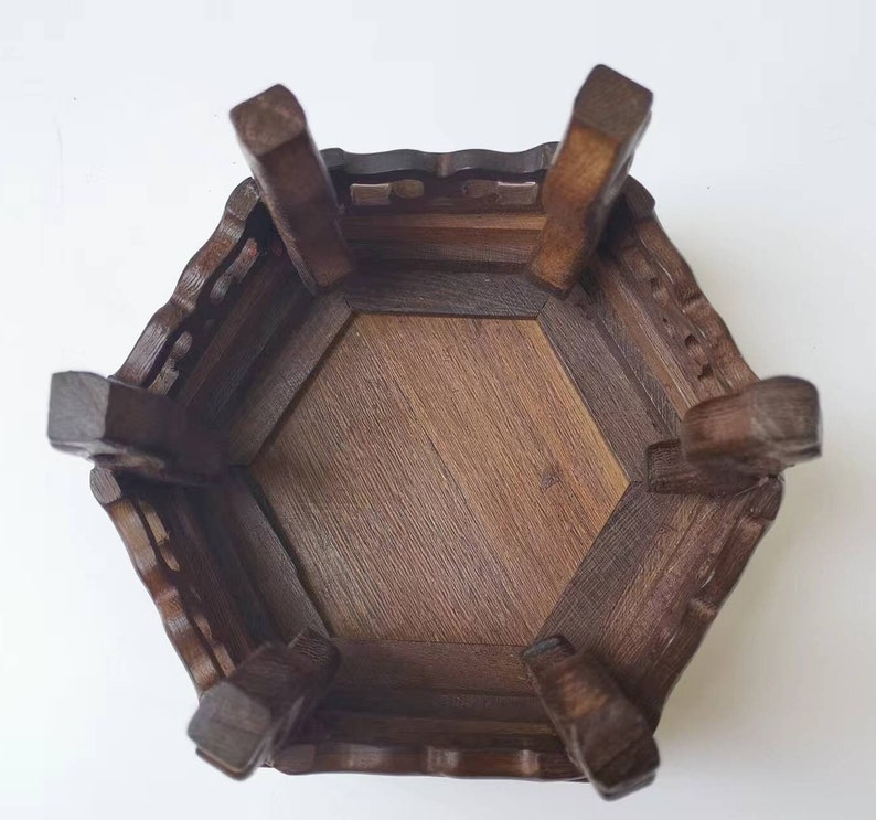 Vasställ i rosenträ, hexagonträdisplay, Feng Shui-dekor, (set om 2) bild 9