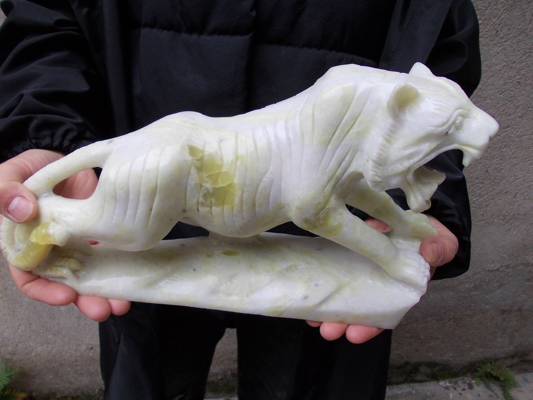 Natural Green Jade Tiger Statue Chinese Feng Shui Lucky Tiger Etsy