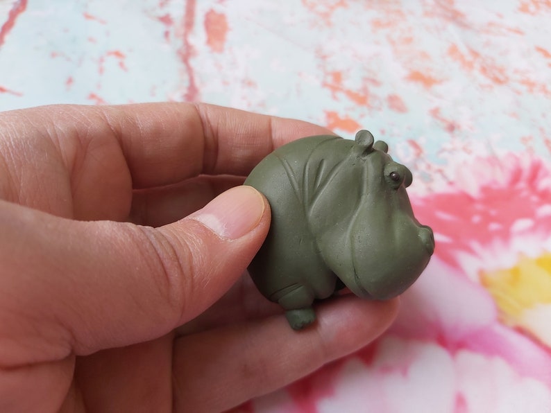65 Gram Green Clay Pottery Earthenware Fabulous Hippo Lovely Etsy