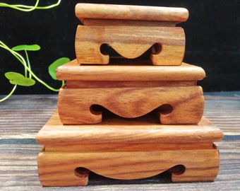 Soporte de madera VTG, expositor de madera de estilo chino, soporte para jarrones de vino, soporte para tallado en madera, soporte para exhibición de cristales, soporte para exhibición de botellas y teteras