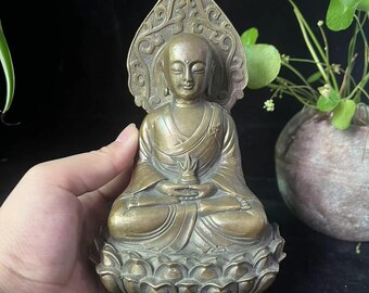 Brass Ksitigarbha Bodhisattva Buddha Statue, Zen Decor Amulet