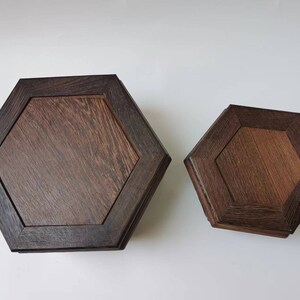 Vasställ i rosenträ, hexagonträdisplay, Feng Shui-dekor, (set om 2) bild 3
