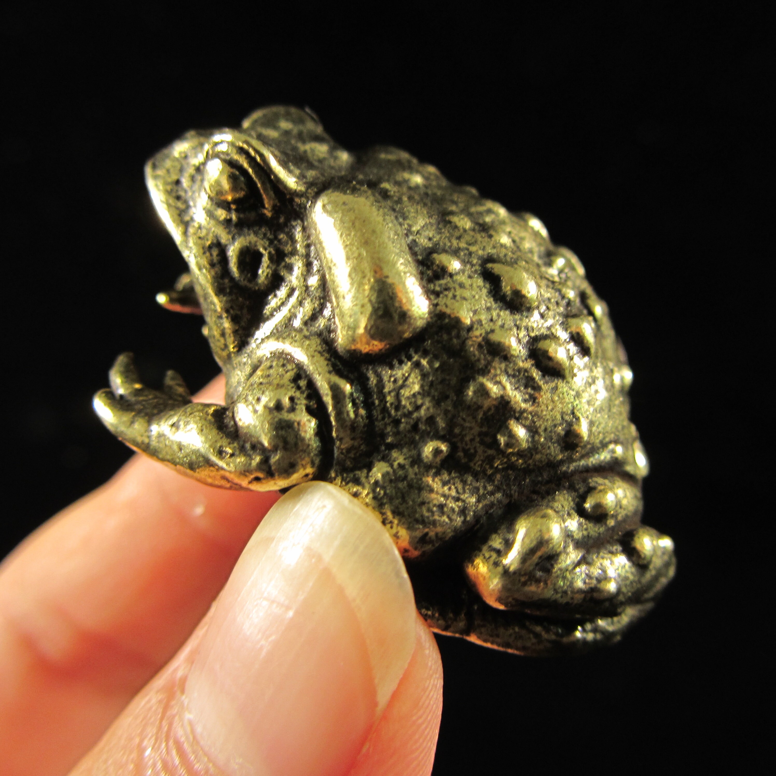 Antique Bronze VTG Solid Brass sculpture tea pet ornament Brass Frog …