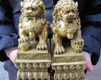 中国の福犬像 ターコイズ 犬のギフト 犬の置物 風水 陶器 保護寺院 福