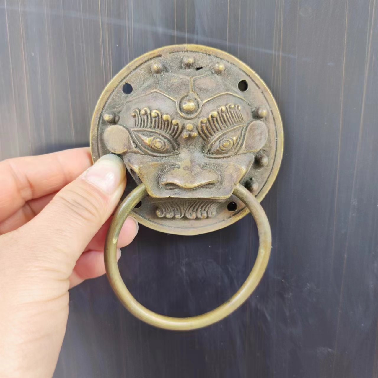 Cloche D’Entrée En Laiton Avec Lion – Petit Modèle – Fabriqué En Italie (Neuf)