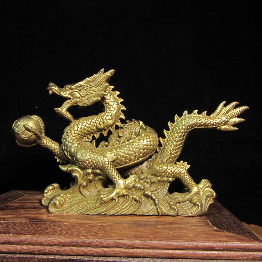 Copper Chinese Feng Shui Dragon Statue for Luck & Success Etsy