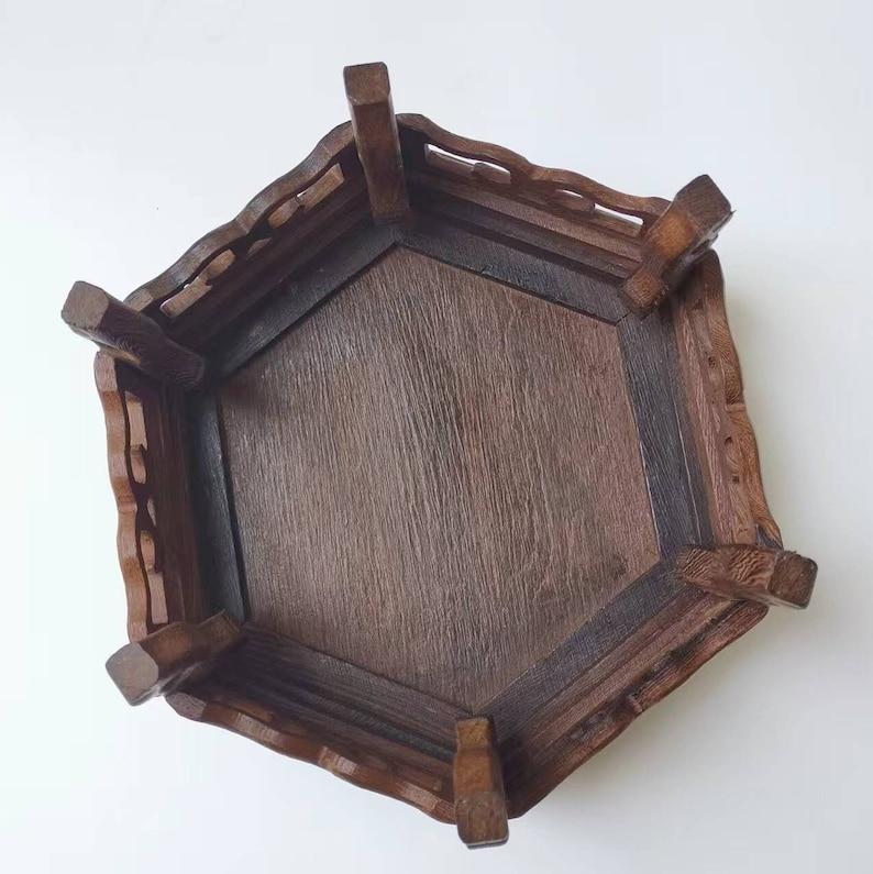 Vasställ i rosenträ, hexagonträdisplay, Feng Shui-dekor, (set om 2) bild 7