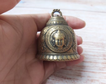 Cloche de bouddha en laiton du Tibet, bénédiction de la guérison, carillon éolien Feng Shui pour porte-bonheur, doublage de musique suspendue pour voiture, jardin et jardin V300