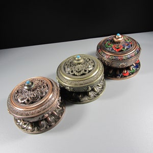Feng shui living room Ornaments, Incense burnner alloy, Buddha Temple censer, Ash catcher lotus base, Nepal traditional Auspicious Burning