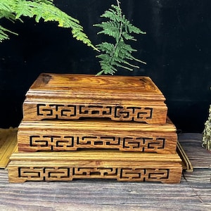 Feng shui living room Ornaments, Solid wood display stand, Antique Vase Bottle Teapot Holder, Wooden mahogany bowl stand Plant Jar Display