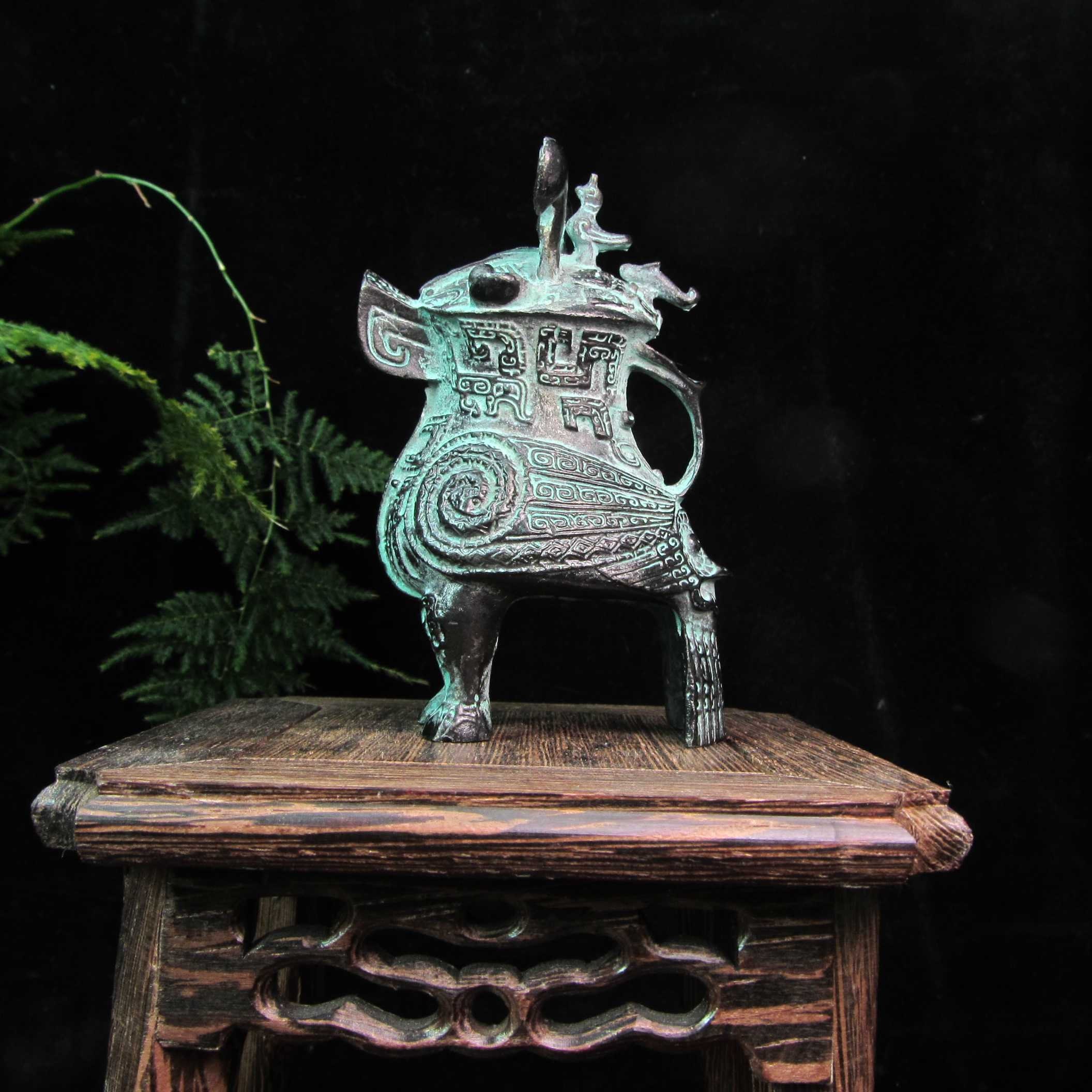 Shang Dynasty Fu Hao Owl Zun Replica, Archaic Bronze Ritual Wine Vessel, Chinese Museum Reproduction