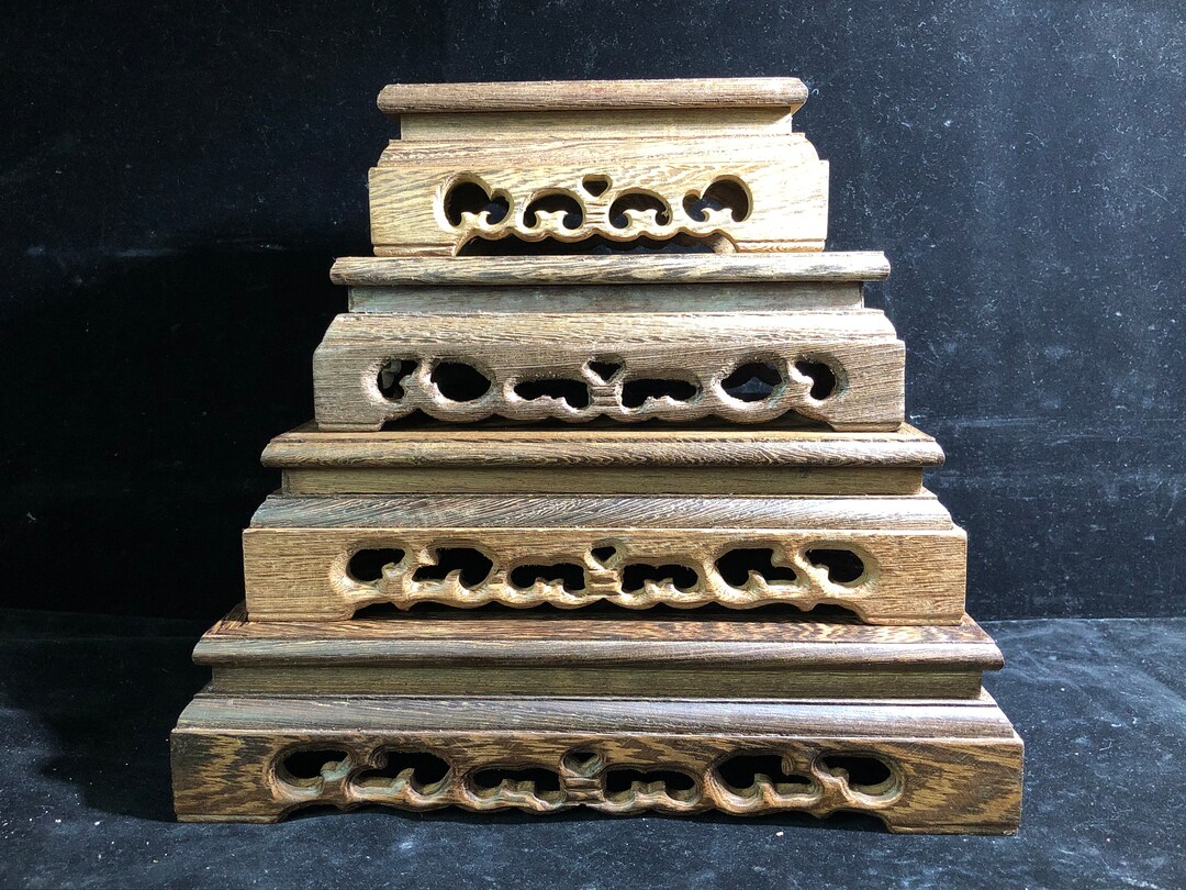 Nice Hard Solid Wood Antique Display Base Stand Set of 4 for Vase ...